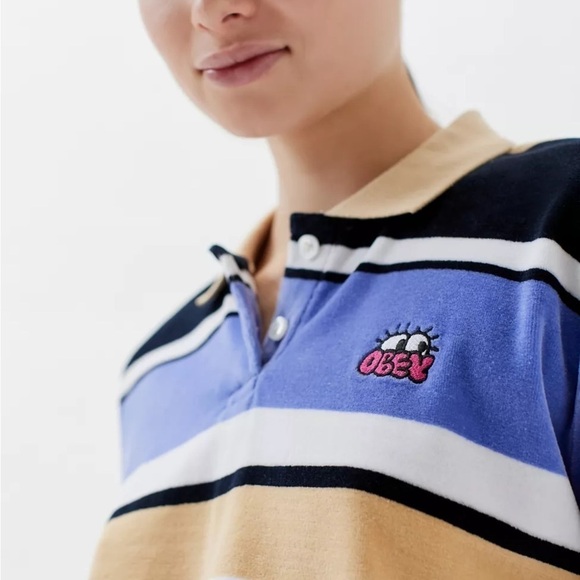 OBEY Curious Eyes Polo Top, Blue, Medium, NWT - Picture 2 of 4